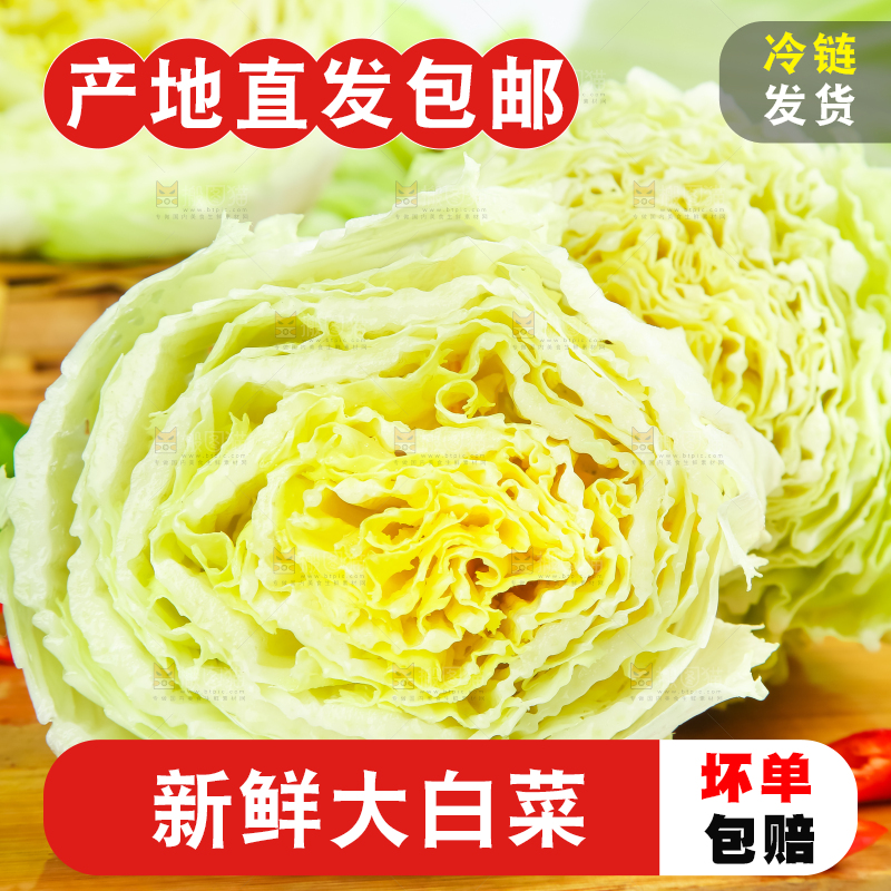 木底上放着新鲜大白菜