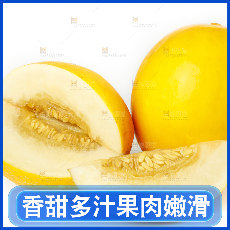 切开的黄河蜜瓜放在白底上