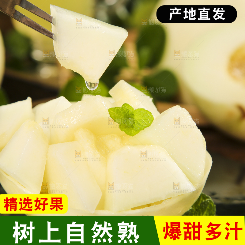 叉子插着阎良甜瓜的果肉