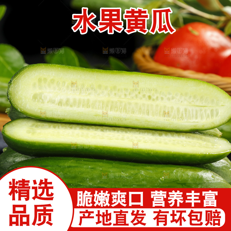 石板上放着东北新鲜水果黄瓜