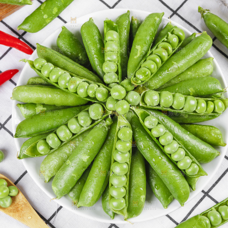 格子底上的豌豆