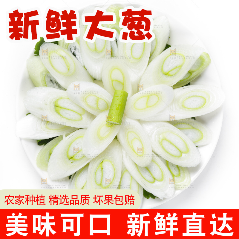 瓷碟里放着新鲜大葱