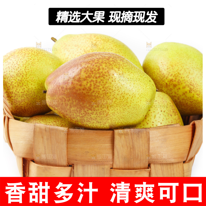一筐陕西红香酥梨放在白底上