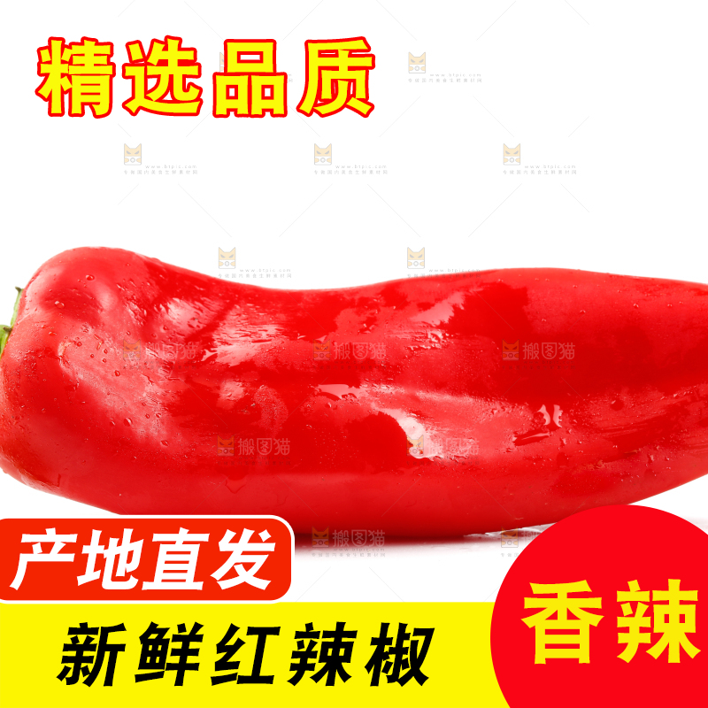 白底上的红菜椒