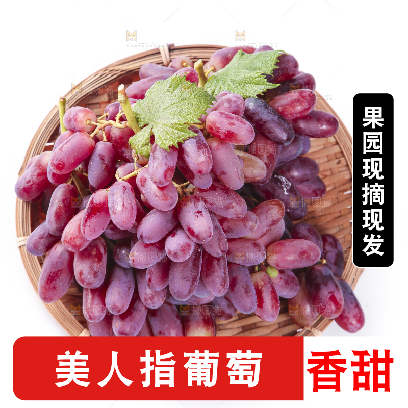 竹篮里面放着美人指葡萄