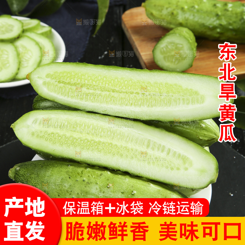 黑石板上放着一盘切开的山东旱黄瓜