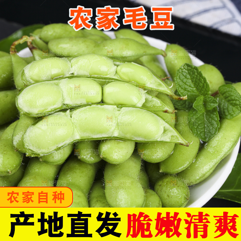 黑底上放着一盘毛豆