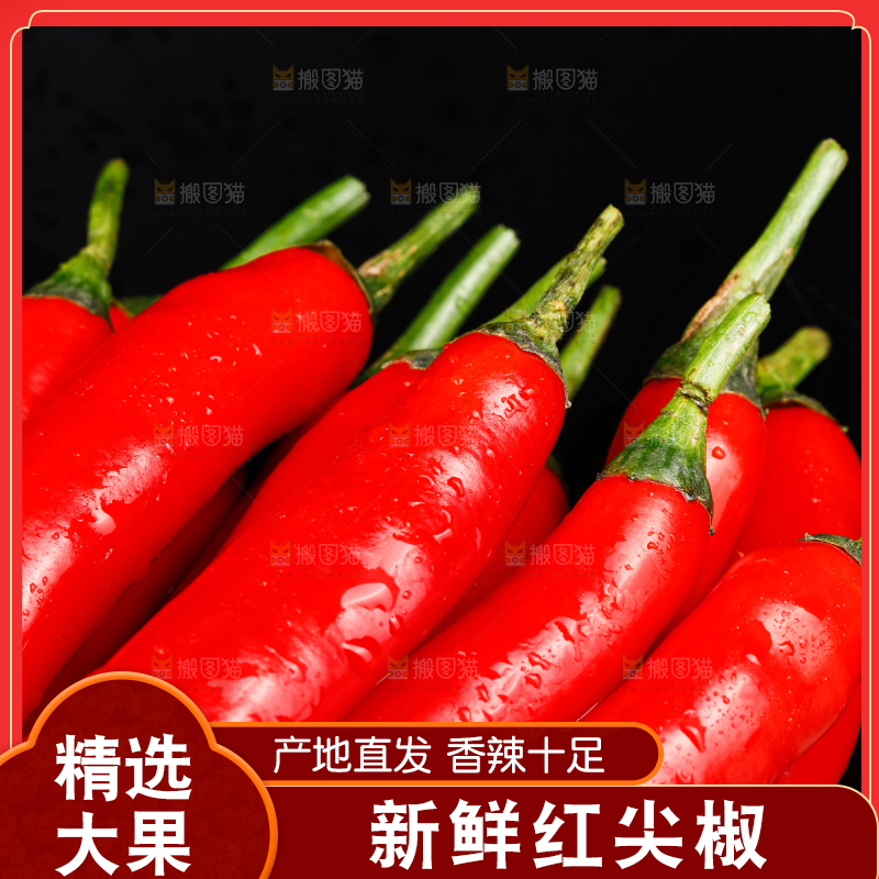 黑底上放着辣椒