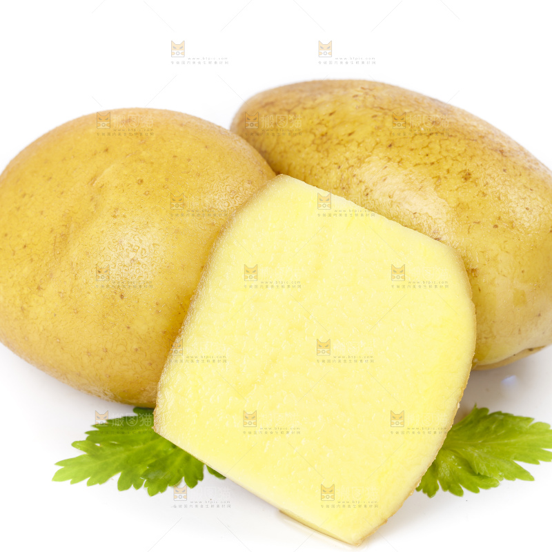 白底上的黄心土豆