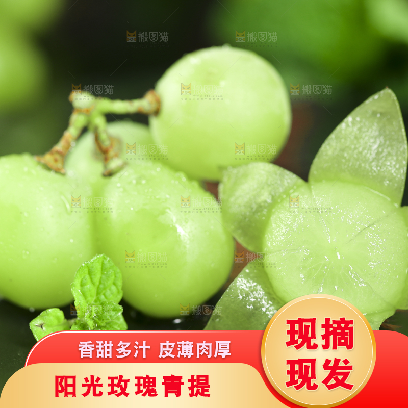 黑石垫上放着无籽青提