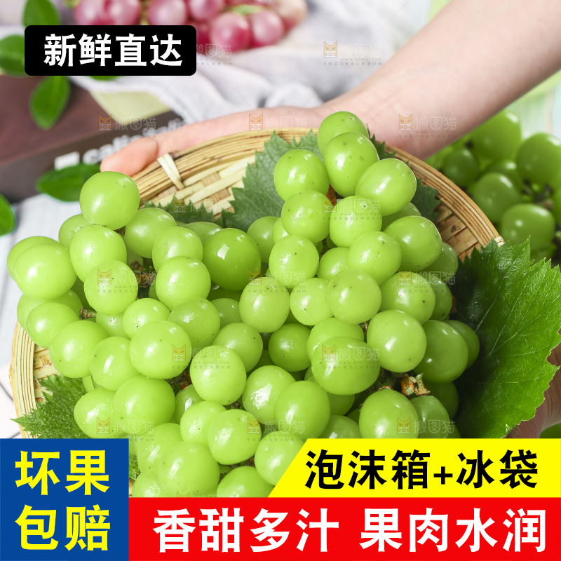 竹篮里放着无籽青提