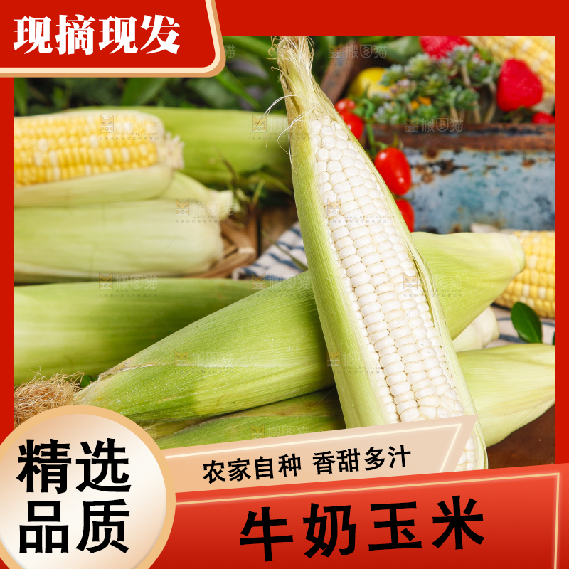 木板上放着牛奶玉米