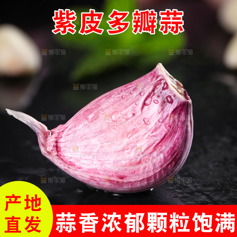 黑石板上放着紫皮蒜