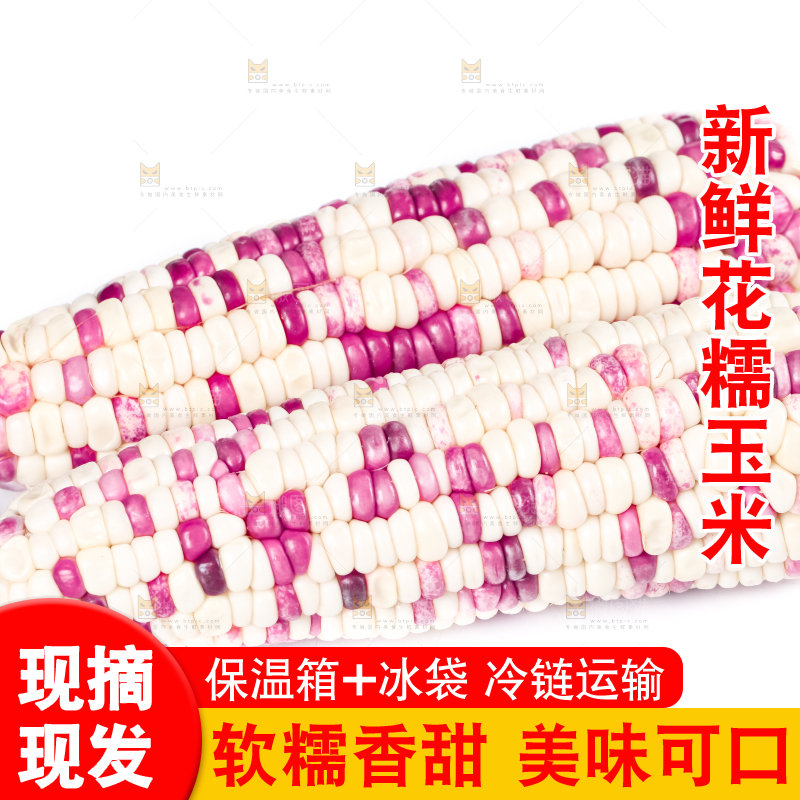白底上放着花糯玉米