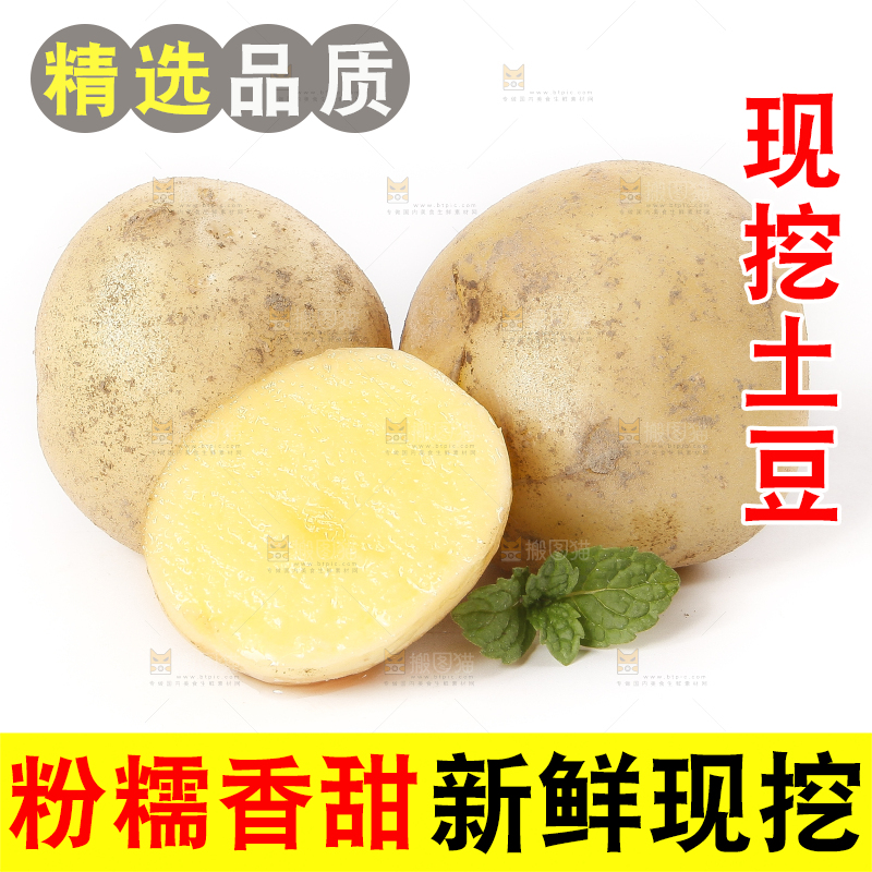 白底上放着土豆