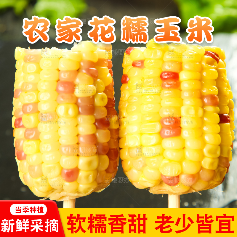 手里拿着糯玉米