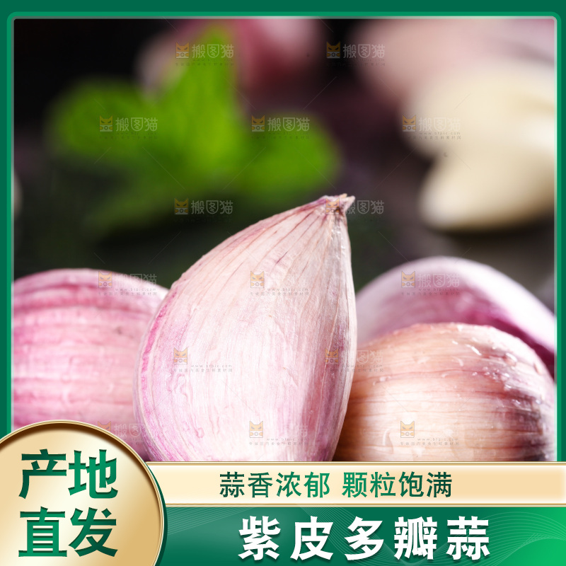 黑石板上放着紫皮蒜