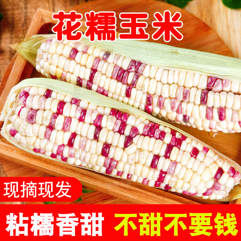 木盘里面放着剥皮的花糯玉米