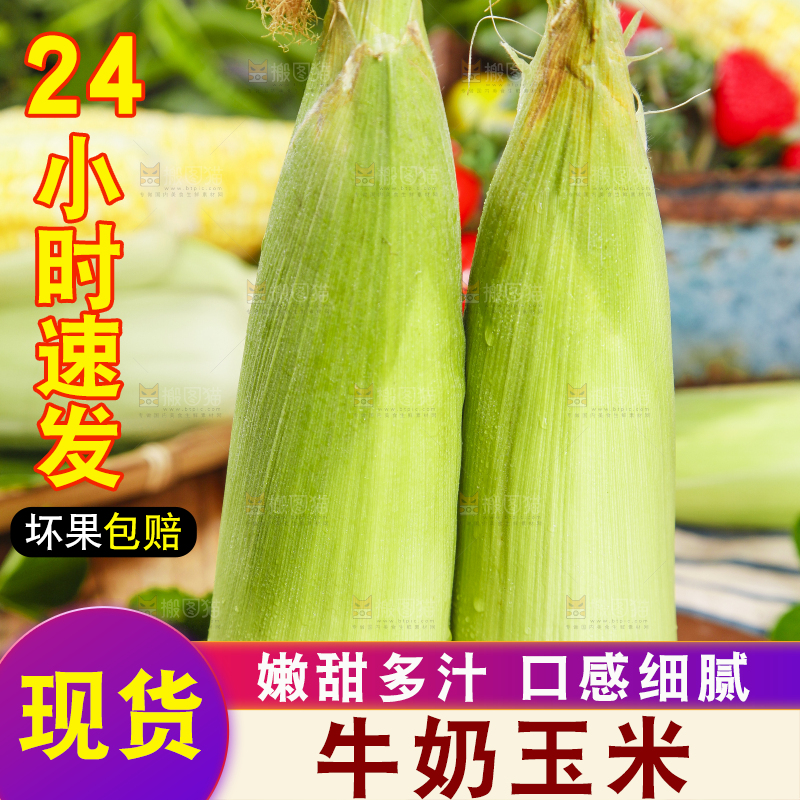 木板上放着牛奶玉米