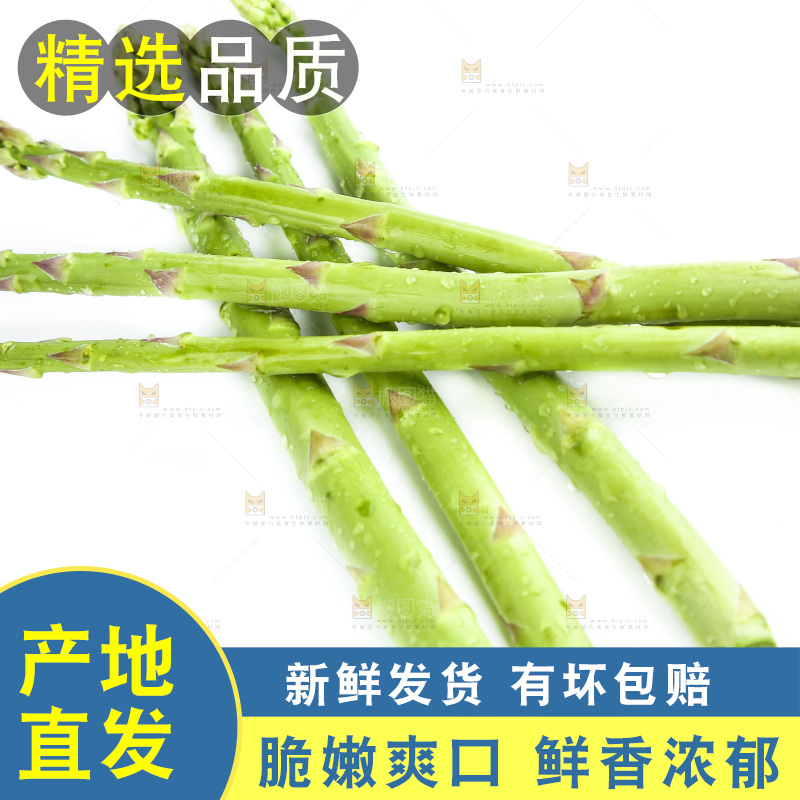 白底上的新鲜芦笋