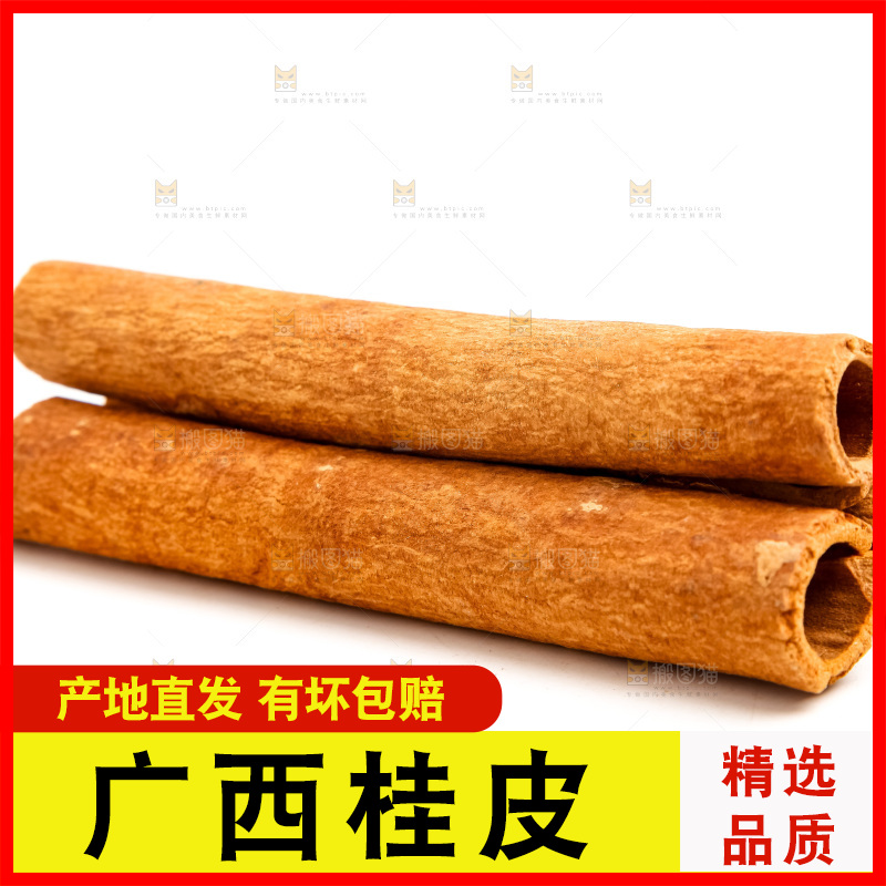 新鲜桂皮放在白底上