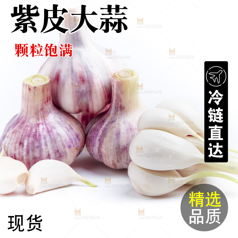 白底上放着多瓣蒜