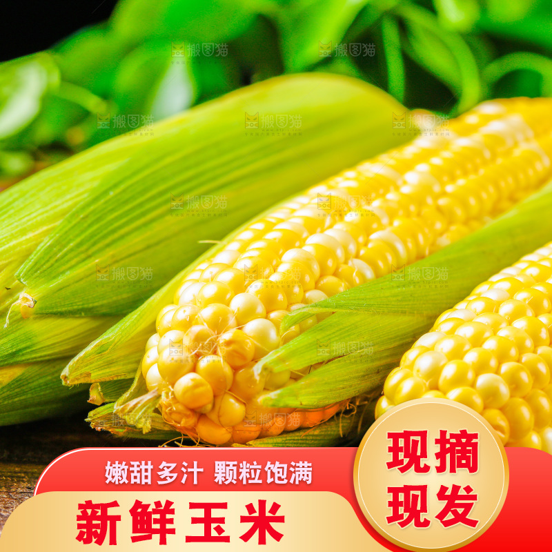 木底上的新鲜玉米