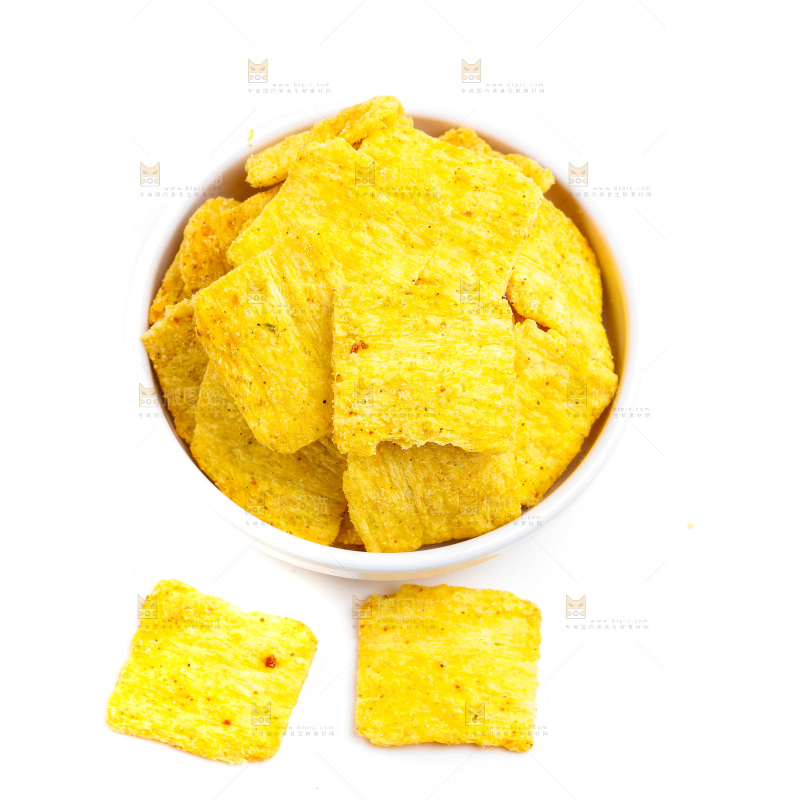 白底上放着麻辣锅巴