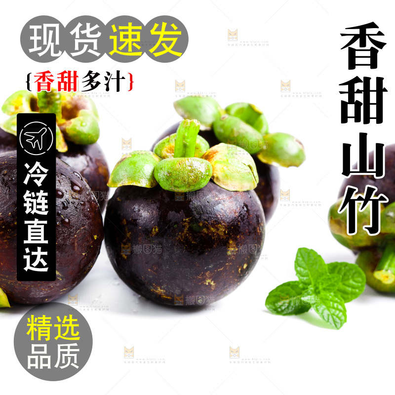 新鲜山竹放在白底上