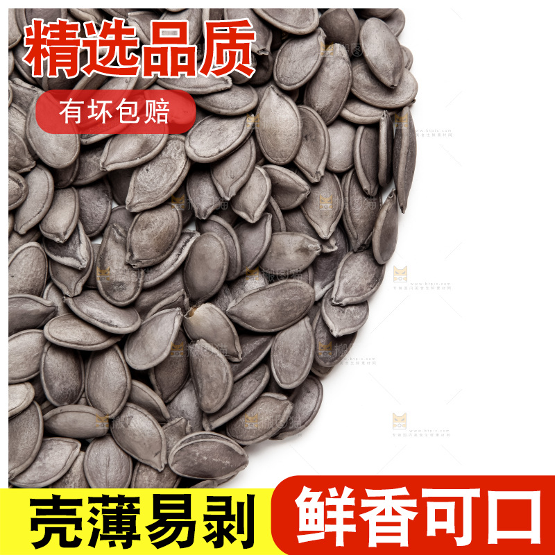 黑南瓜子放在白底上