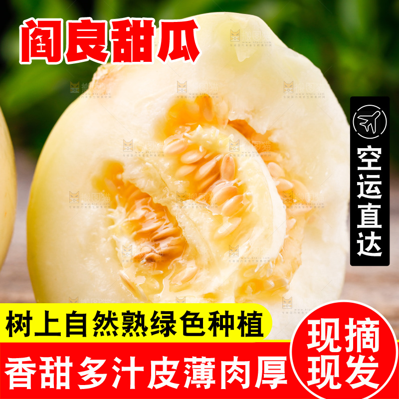 新鲜阎良甜瓜放在木底上
