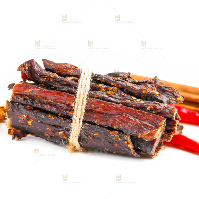 白底上的牛肉条
