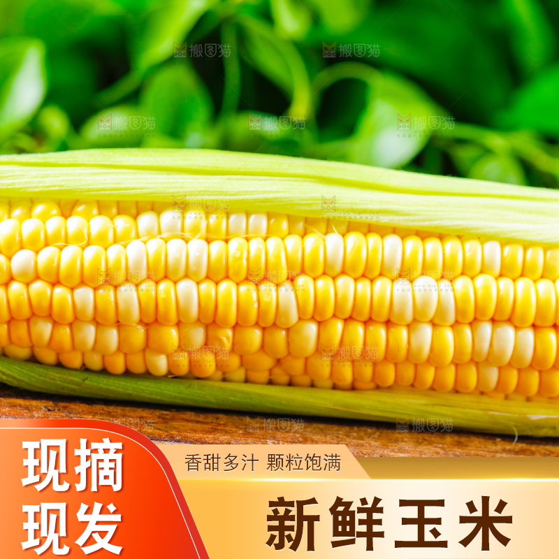 木底上的新鲜玉米