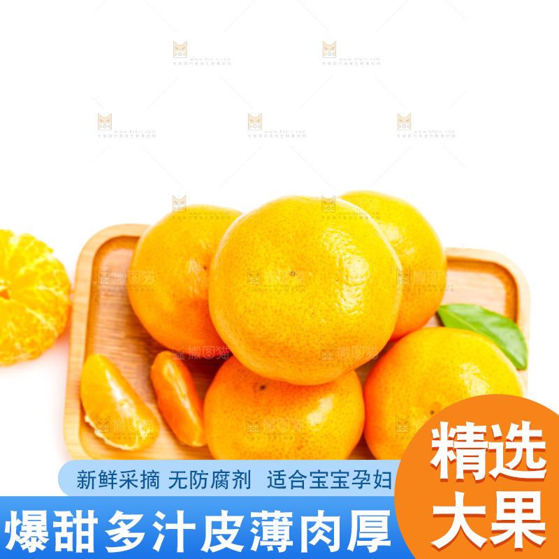 新鲜橘子放在白底上