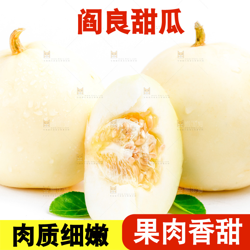 新鲜阎良甜瓜放在白底上