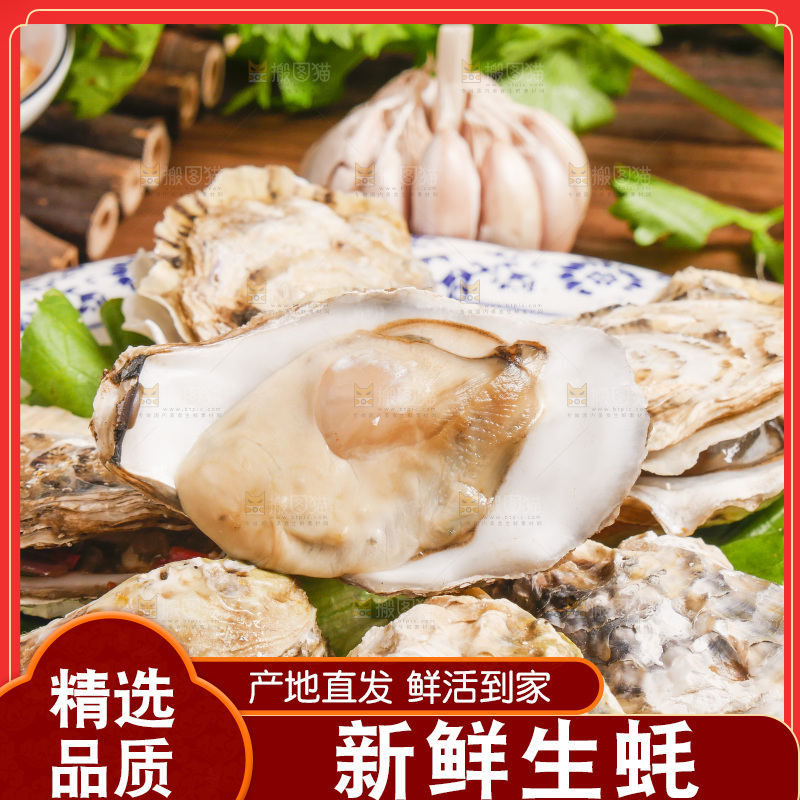 木底上放着一盘生蚝