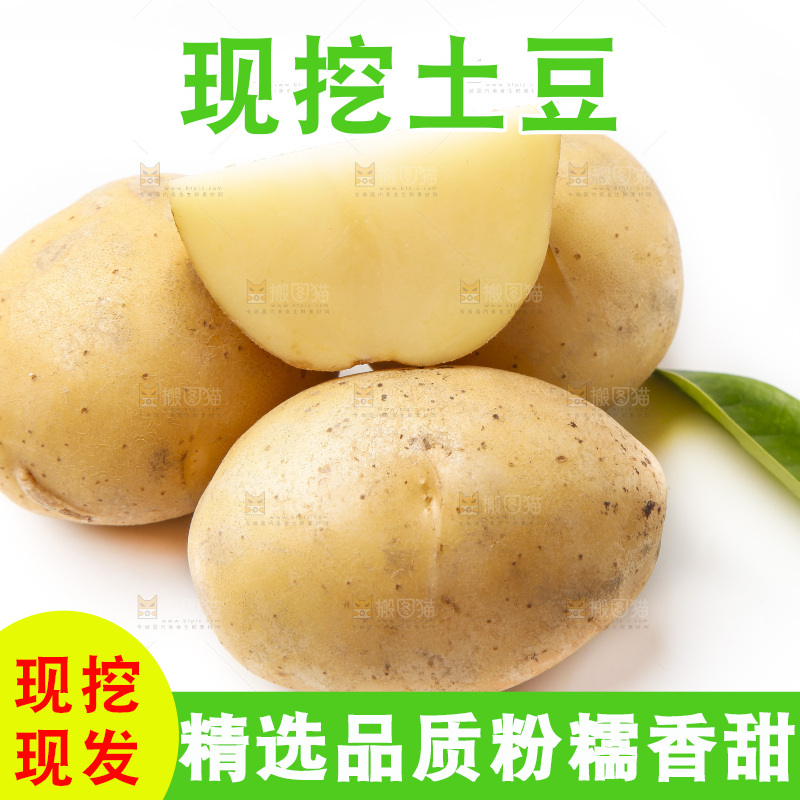 白底上放着黄心土豆