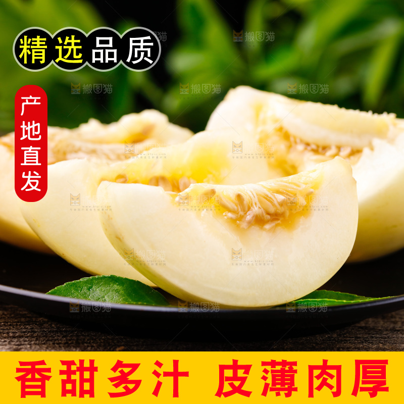 新鲜阎良甜瓜放在木底上