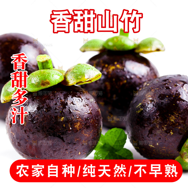 新鲜山竹放在白底上