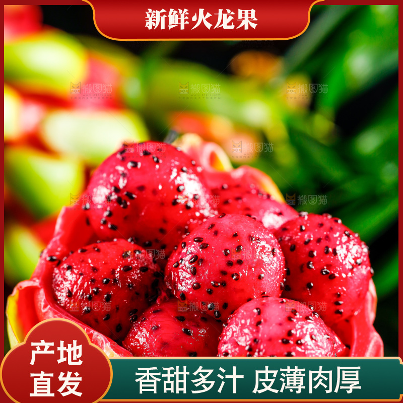 深底上放着红心火龙果果肉