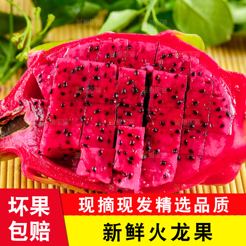 木底上放着海南红心火龙果