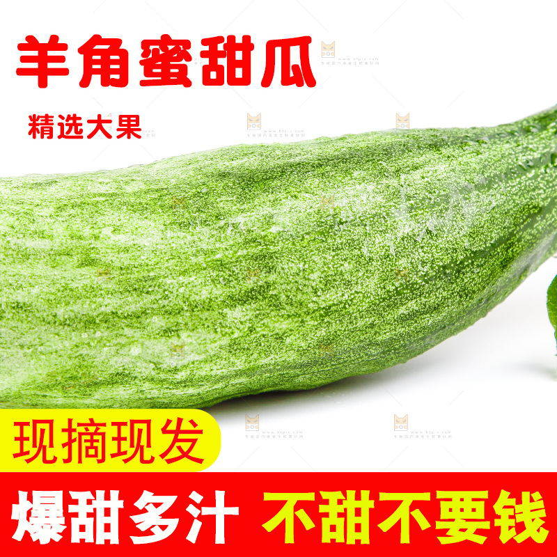 白底上的山东羊角蜜甜瓜