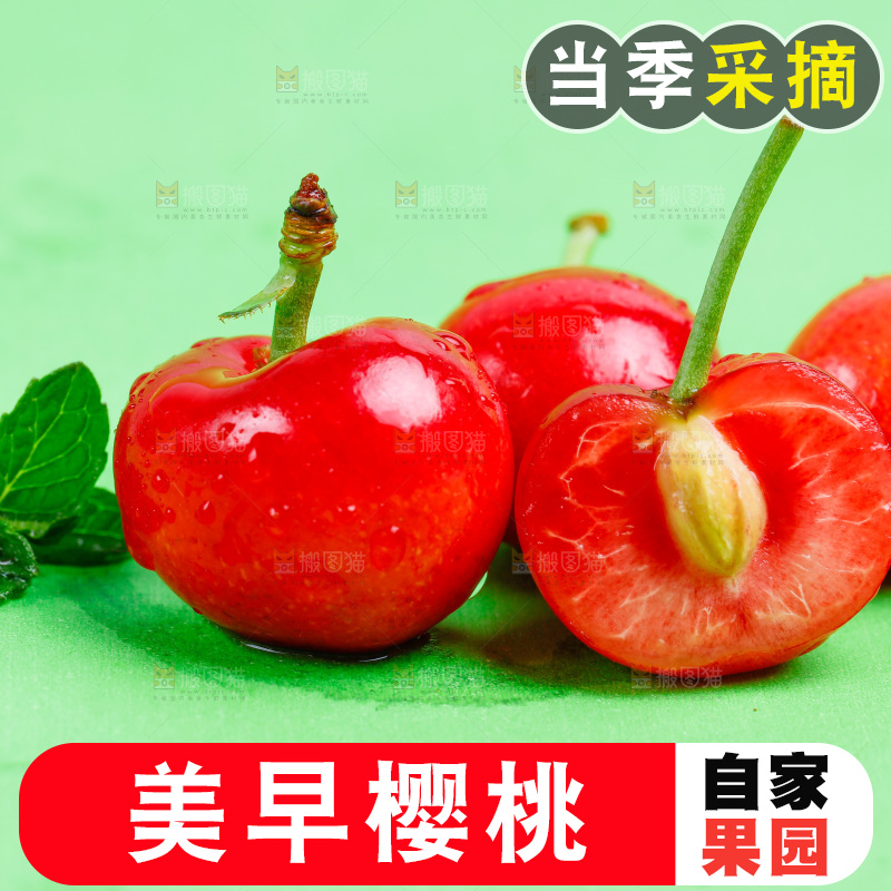 烟台樱桃放在浅底上