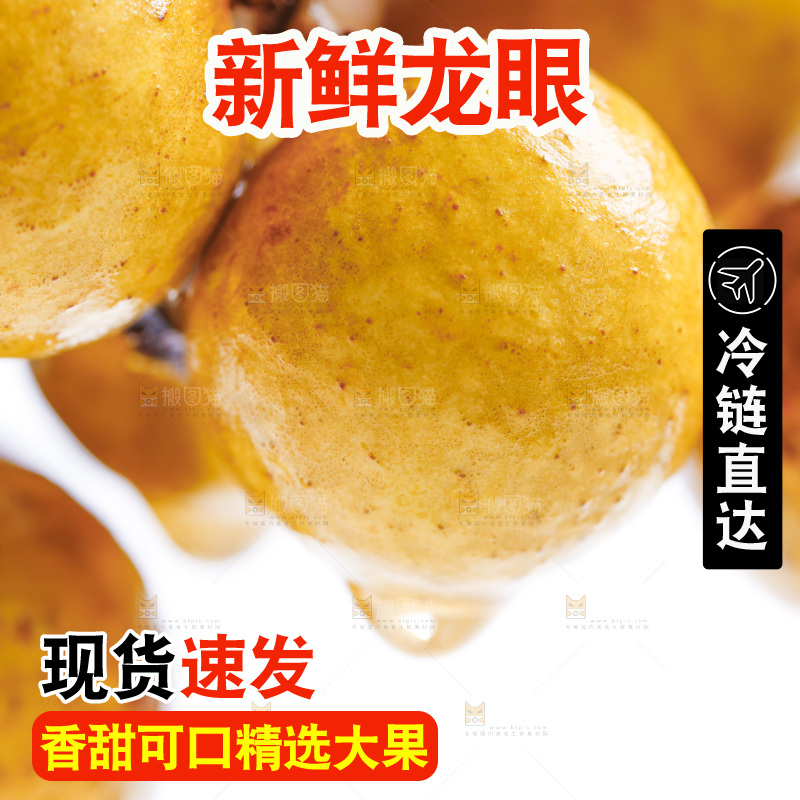 新鲜龙眼放在白底上