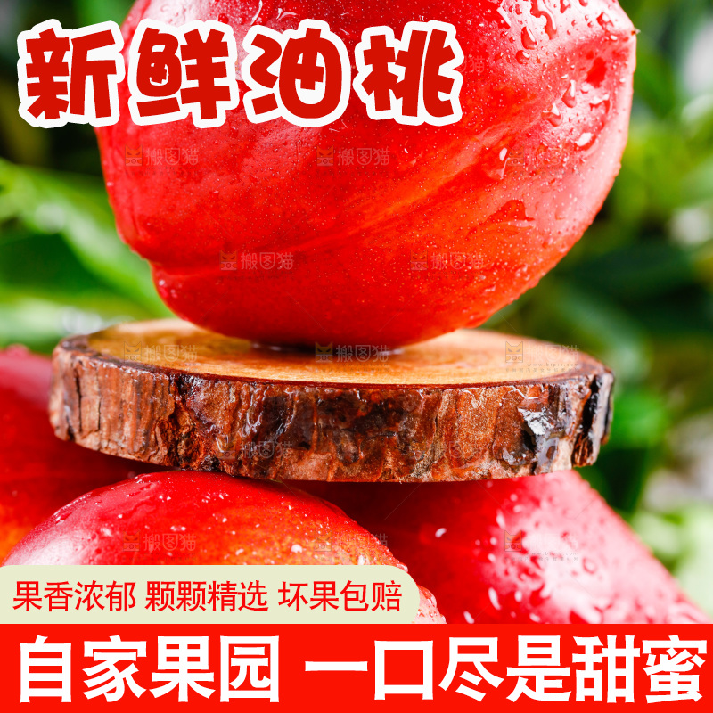 白底上的新鲜油桃