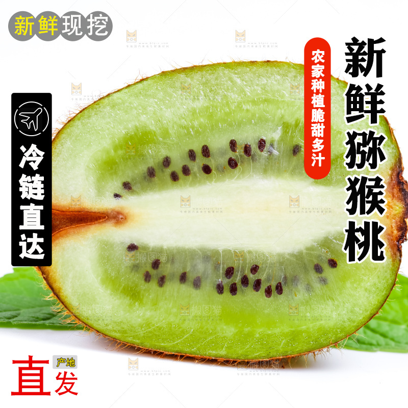 白底上放着绿心猕猴桃