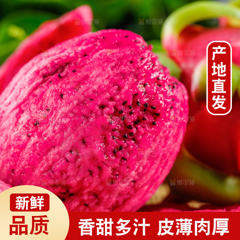 木底上放着海南红心火龙果