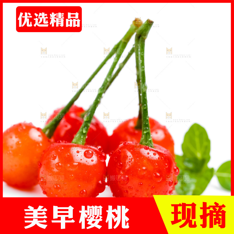 白底上的樱桃