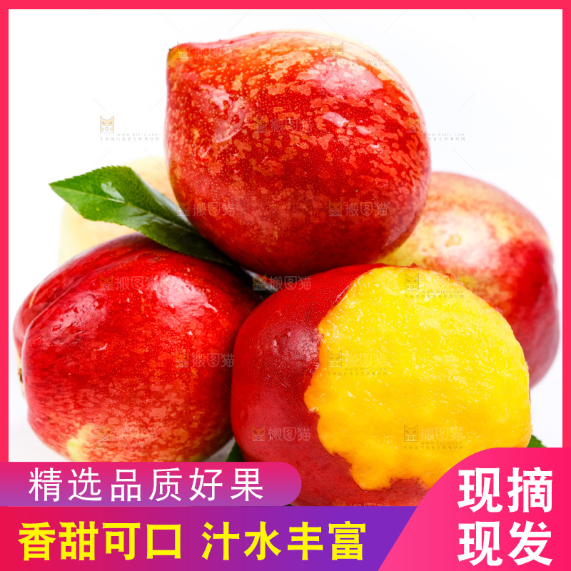 黄心油桃放在白底上
