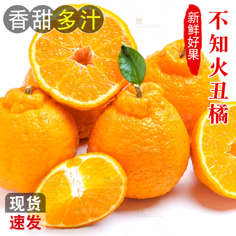 切开的四川丑橘放在白底上